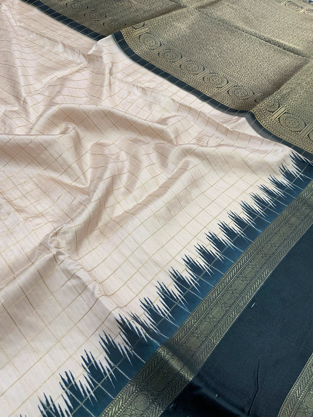 Radiance Soft Silk Satin Chex Saree by My Store