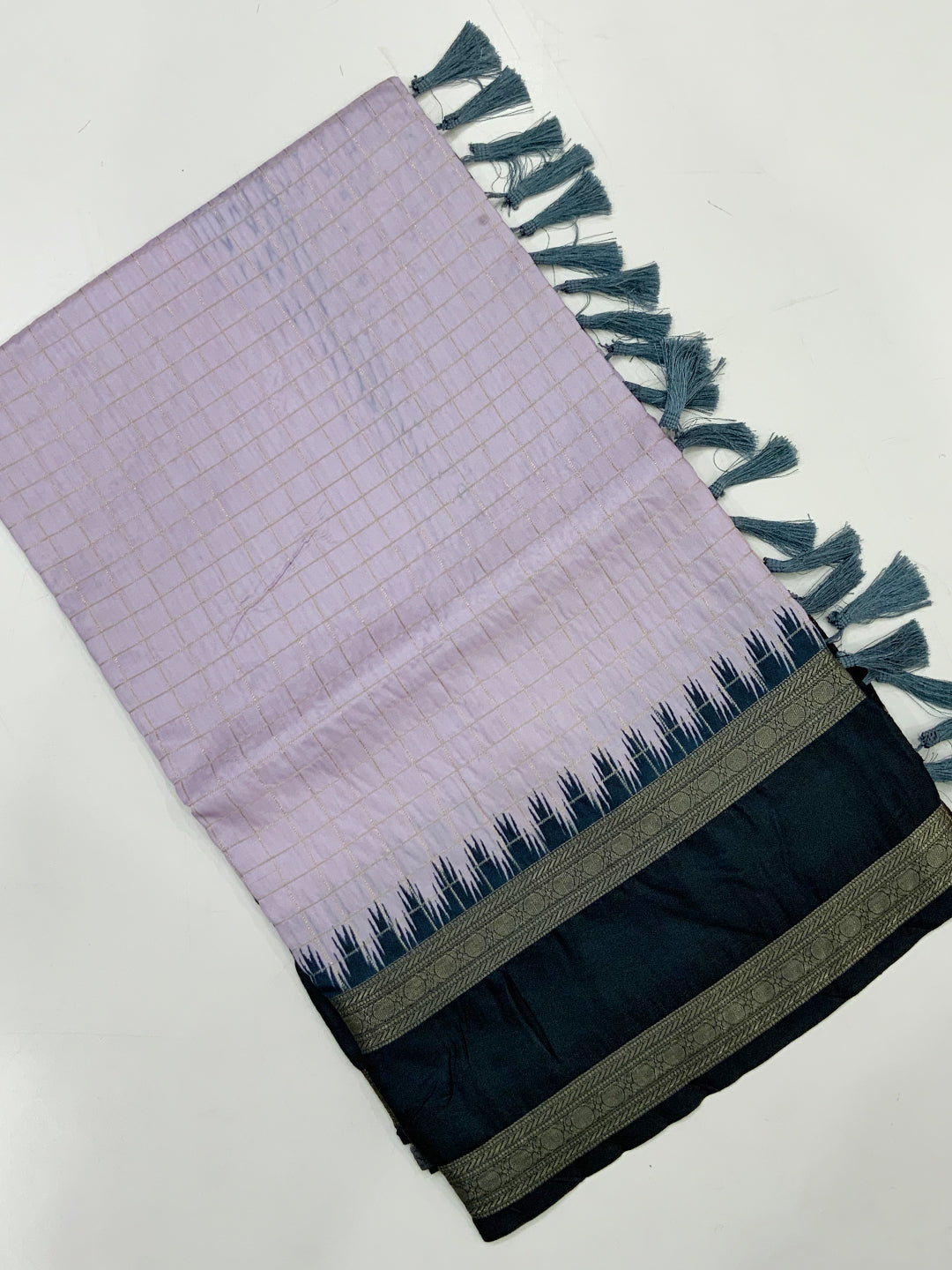 Regal Soft Silk Satin Chex Saree by My Store
