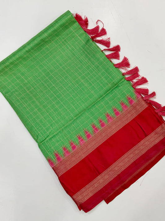 Heritage Soft Silk Satin Chex Saree by My Store