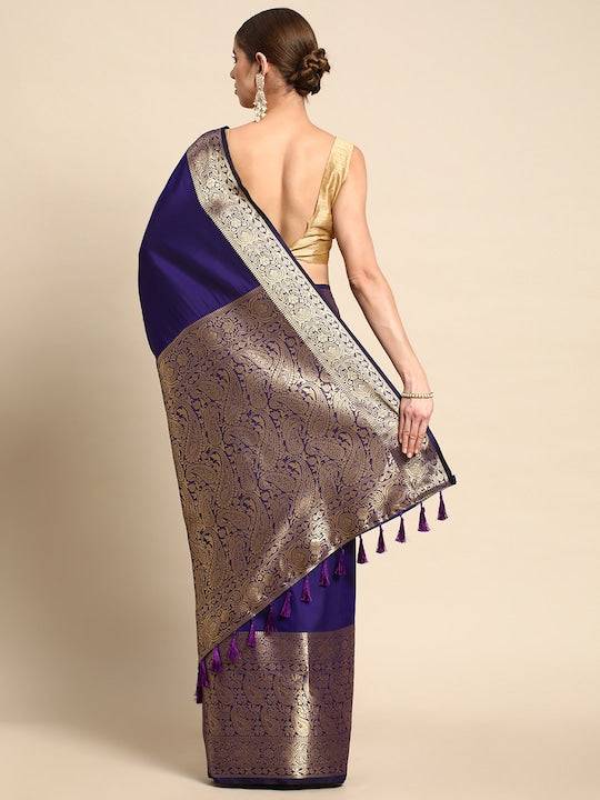 Purple Kanjivaaram Pattu Border Soft Silk Saree by My Store