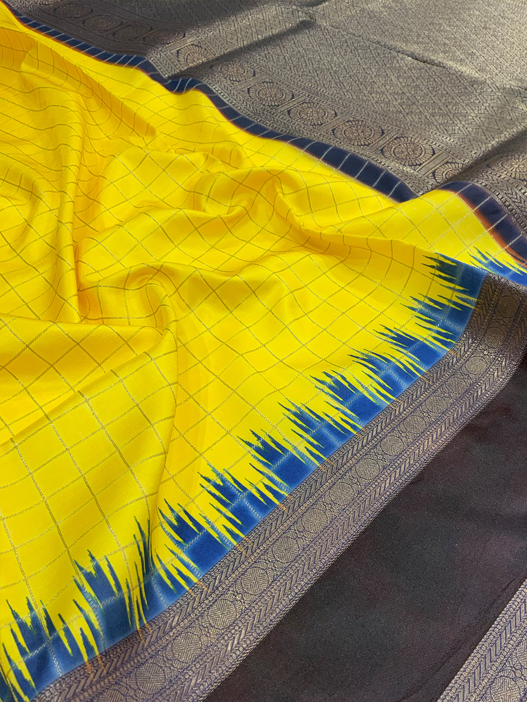 Royal Soft Silk Satin Chex Saree by My Store