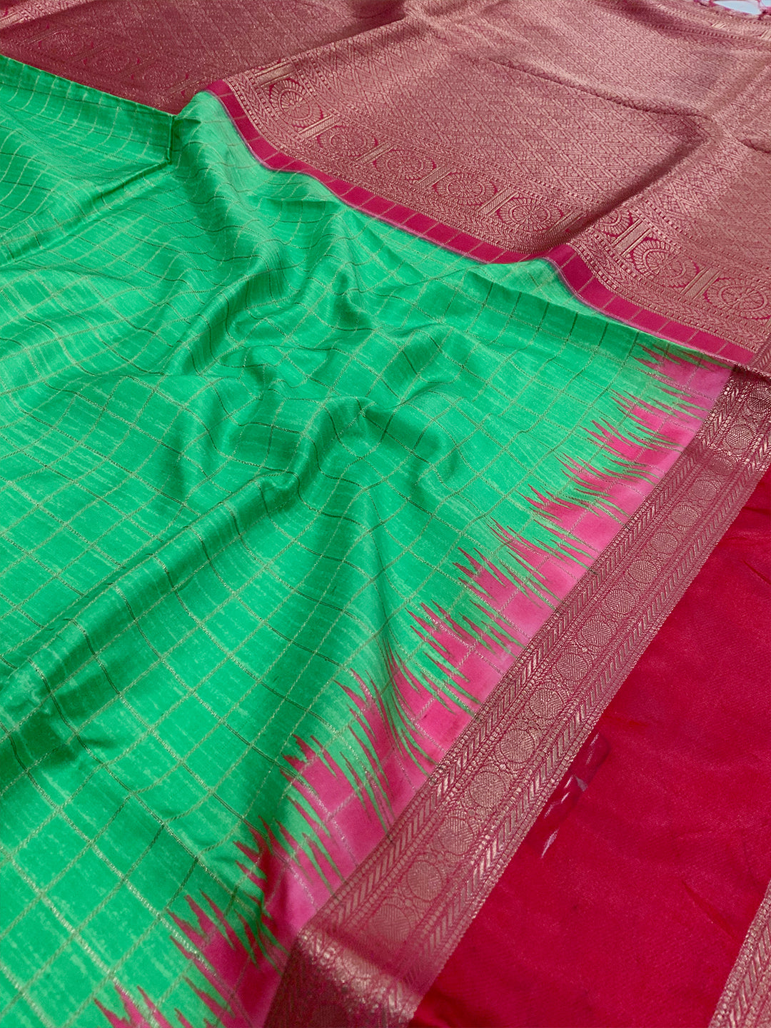 Heritage Soft Silk Satin Chex Saree by My Store