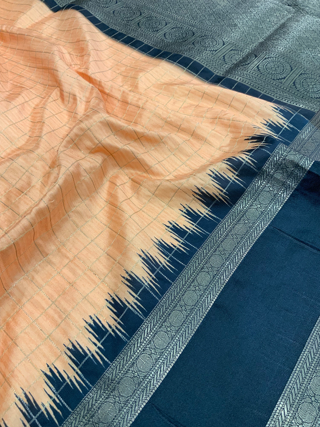 Graceful Soft Silk Satin Chex Saree by My Store