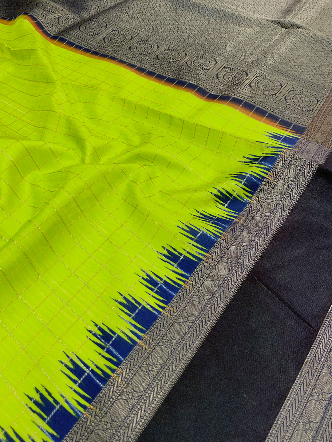Ethereal Soft Silk Satin Chex Saree by My Store