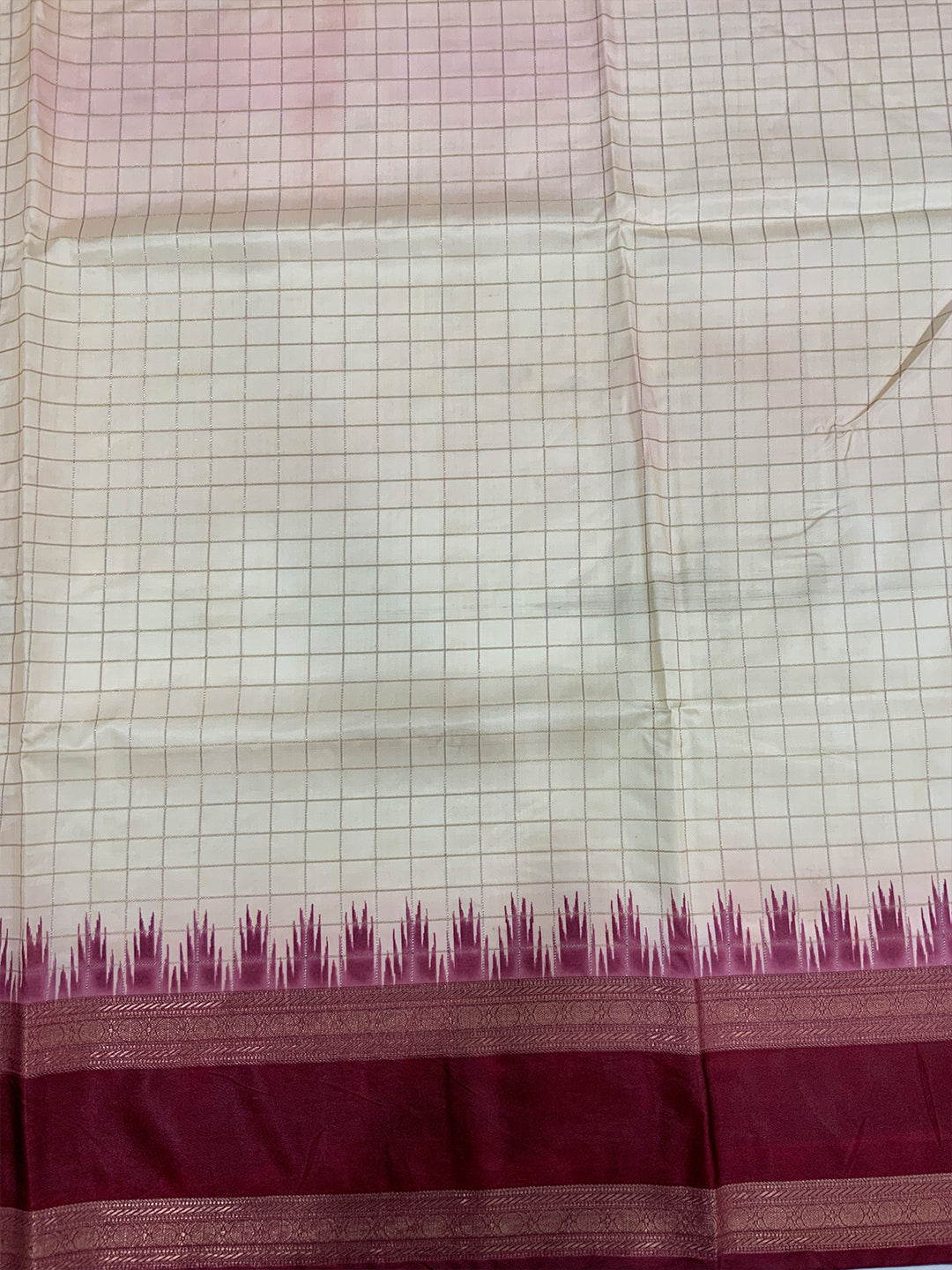 Radiant Soft Silk Satin Chex Saree by My Store