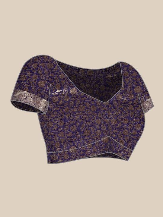 Purple Kanjivaaram Pattu Border Soft Silk Saree by My Store