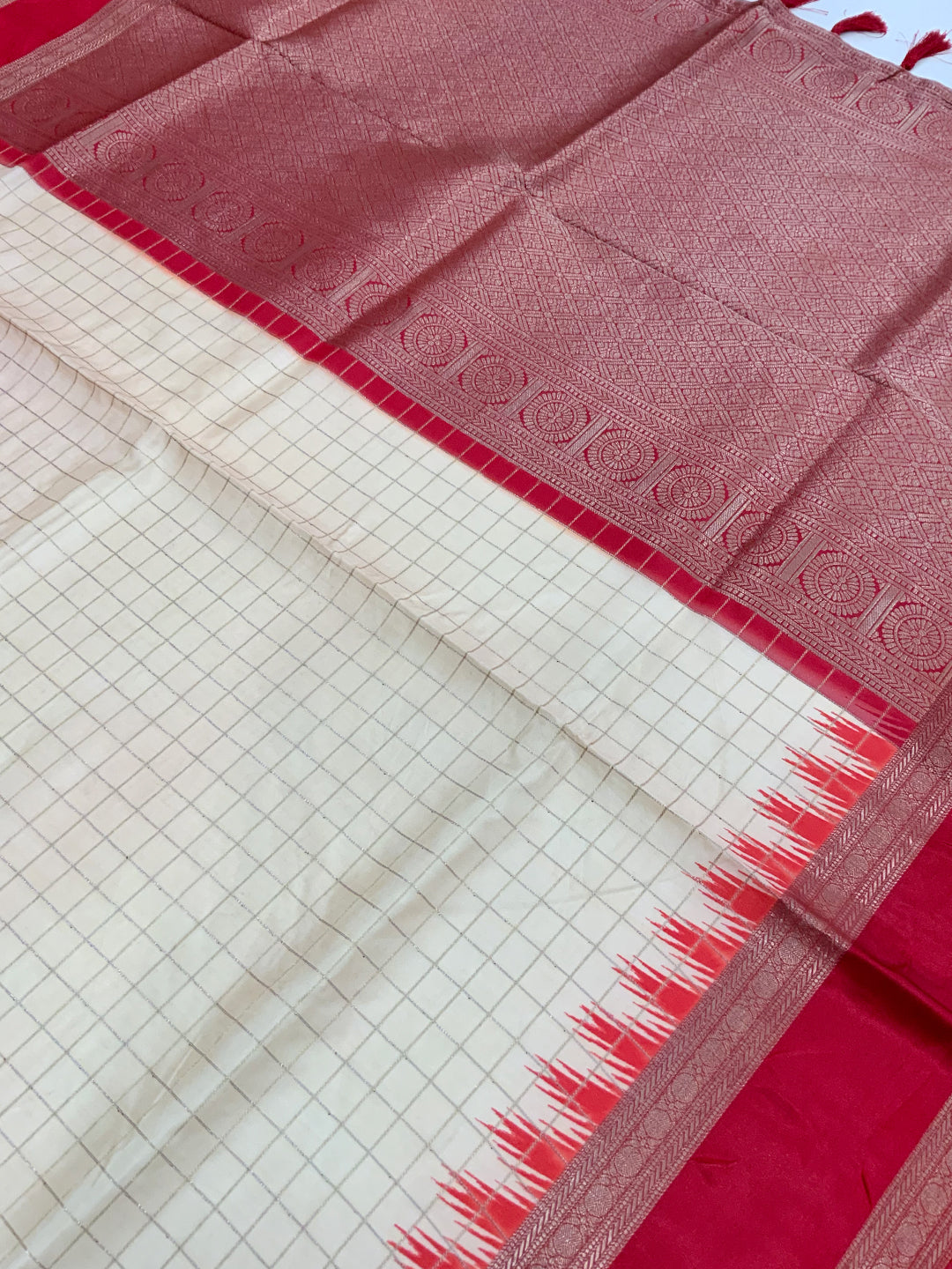 Artistic Soft Silk Satin Chex Saree