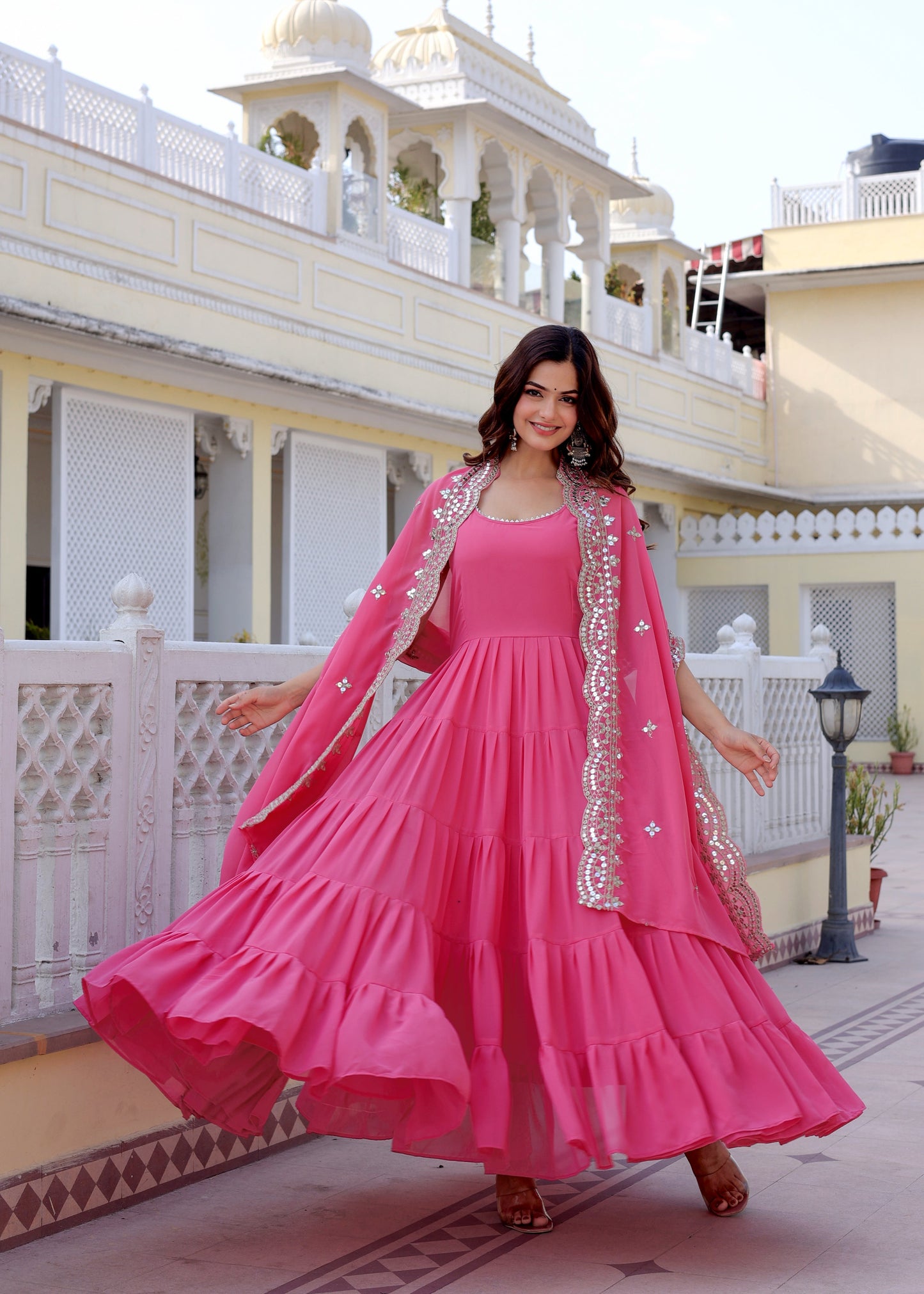 Georgette Party Wear Gown With Fancy Dupatta