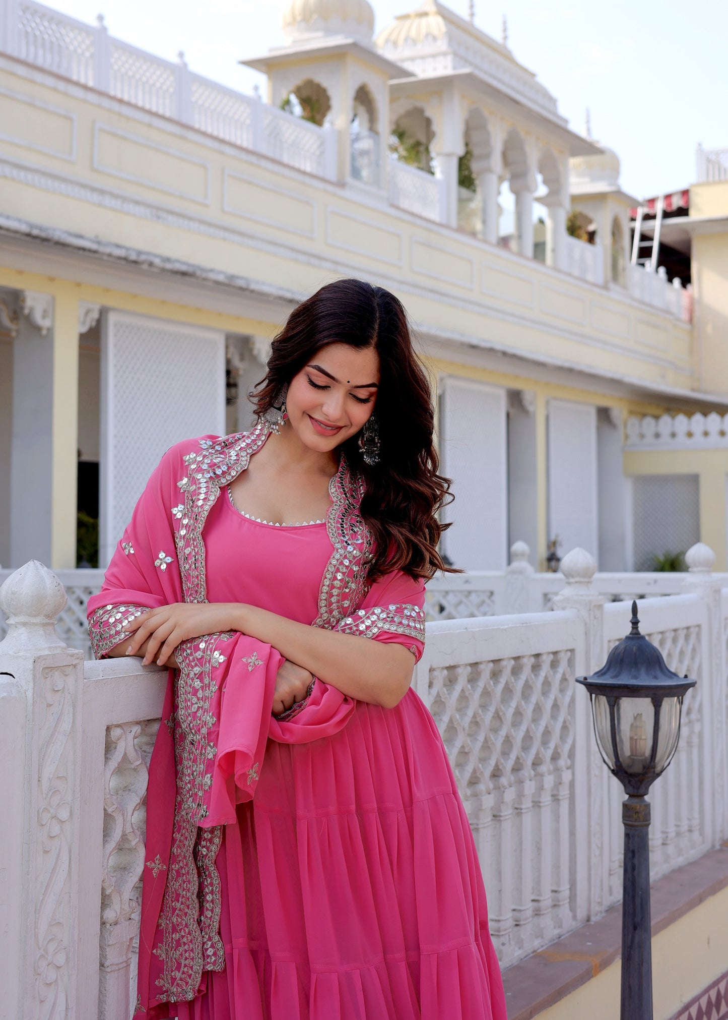 Georgette Party Wear Gown With Fancy Dupatta