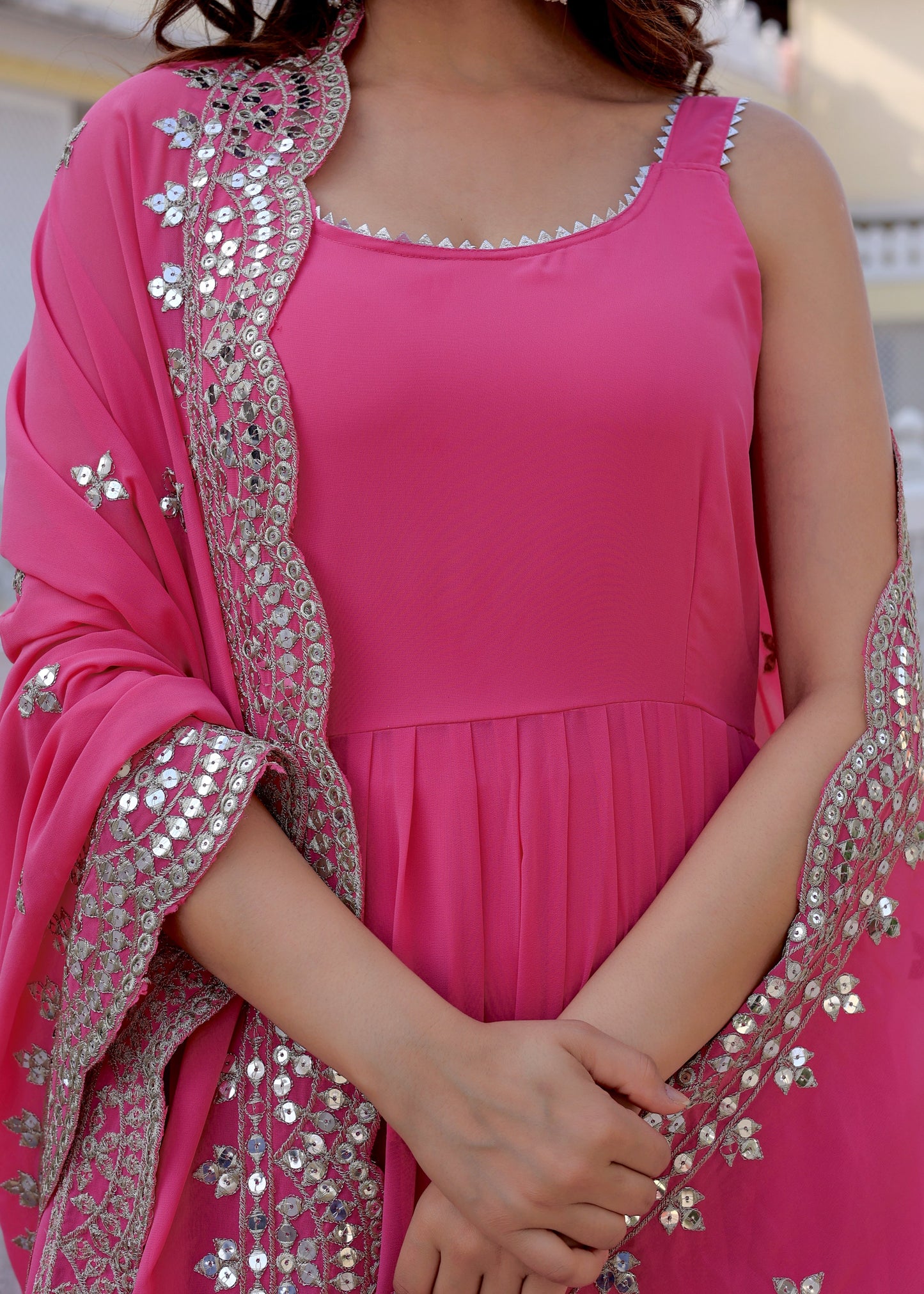 Georgette Party Wear Gown With Fancy Dupatta