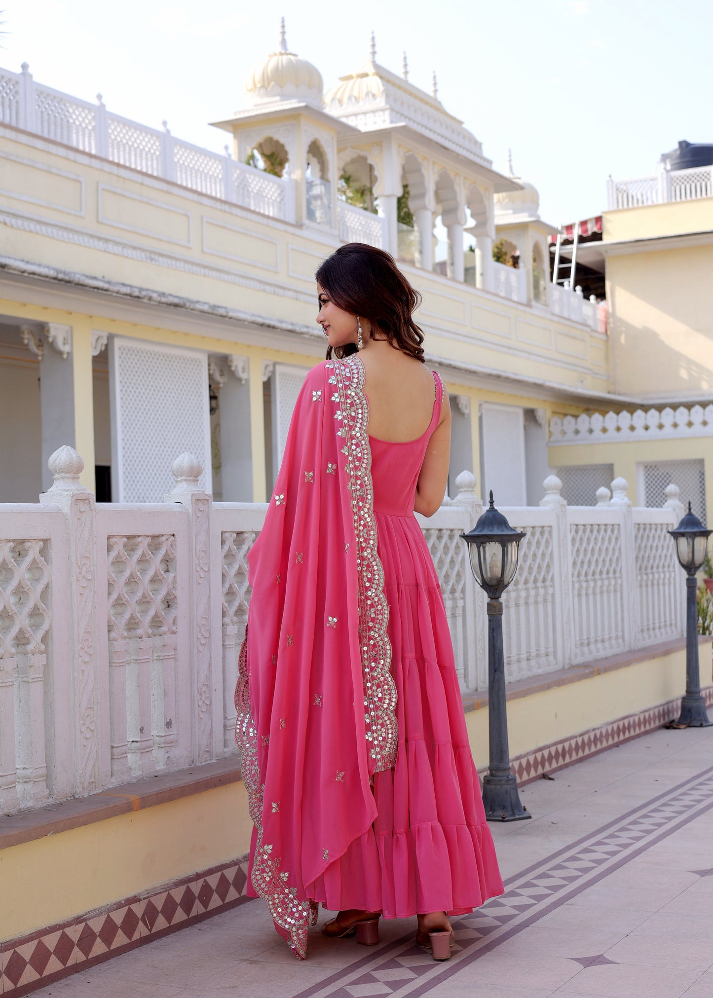Georgette Party Wear Gown With Fancy Dupatta