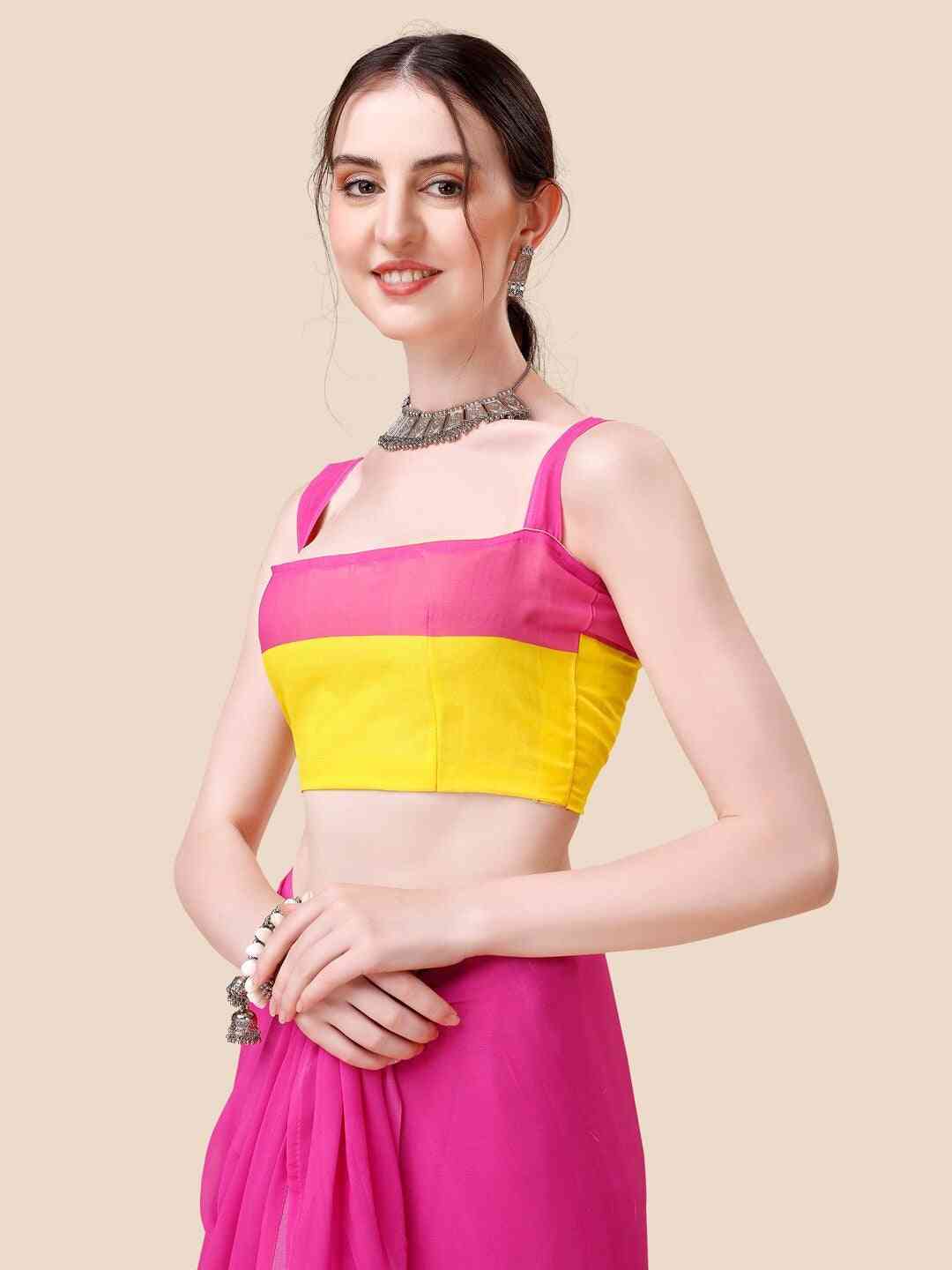 Stylish Rani Colour Ombre Poly Georgette Saree by My Store