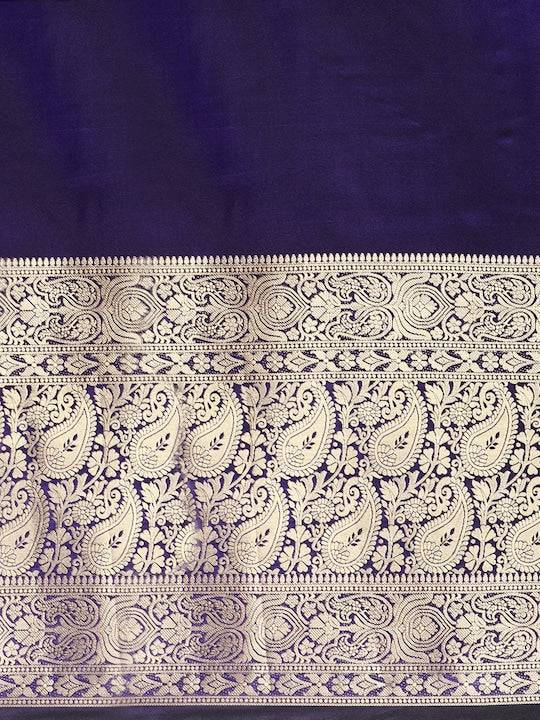 Purple Kanjivaaram Pattu Border Soft Silk Saree by My Store