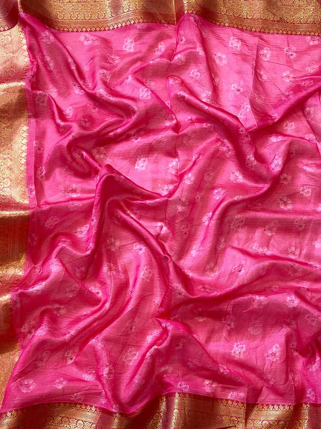 Latest Pink Colour Digital Flower Print Kota Silk Saree by My Store