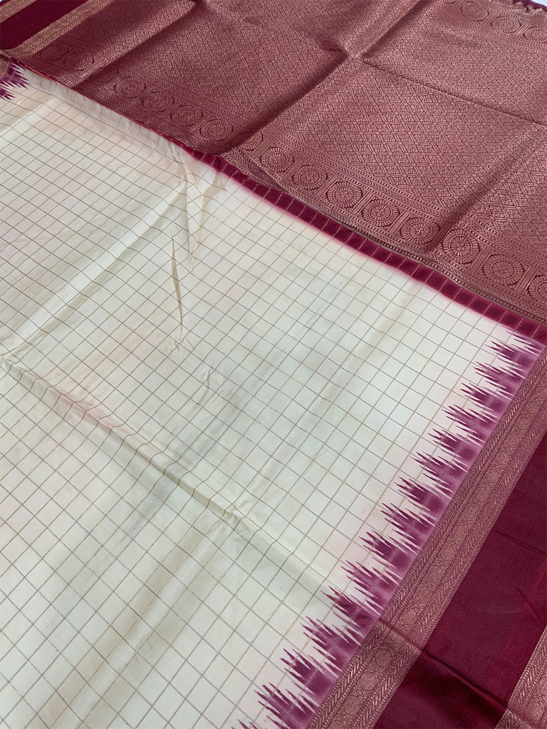 Radiant Soft Silk Satin Chex Saree by My Store