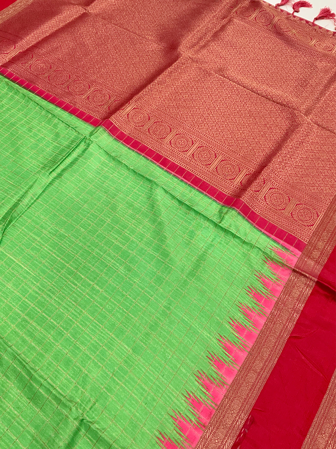 Heritage Soft Silk Satin Chex Saree by My Store