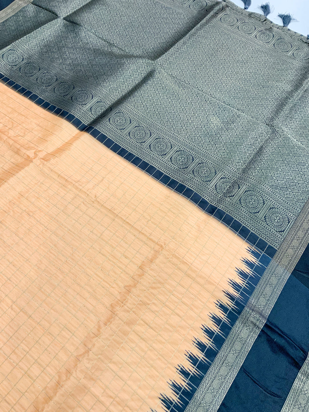 Graceful Soft Silk Satin Chex Saree by My Store
