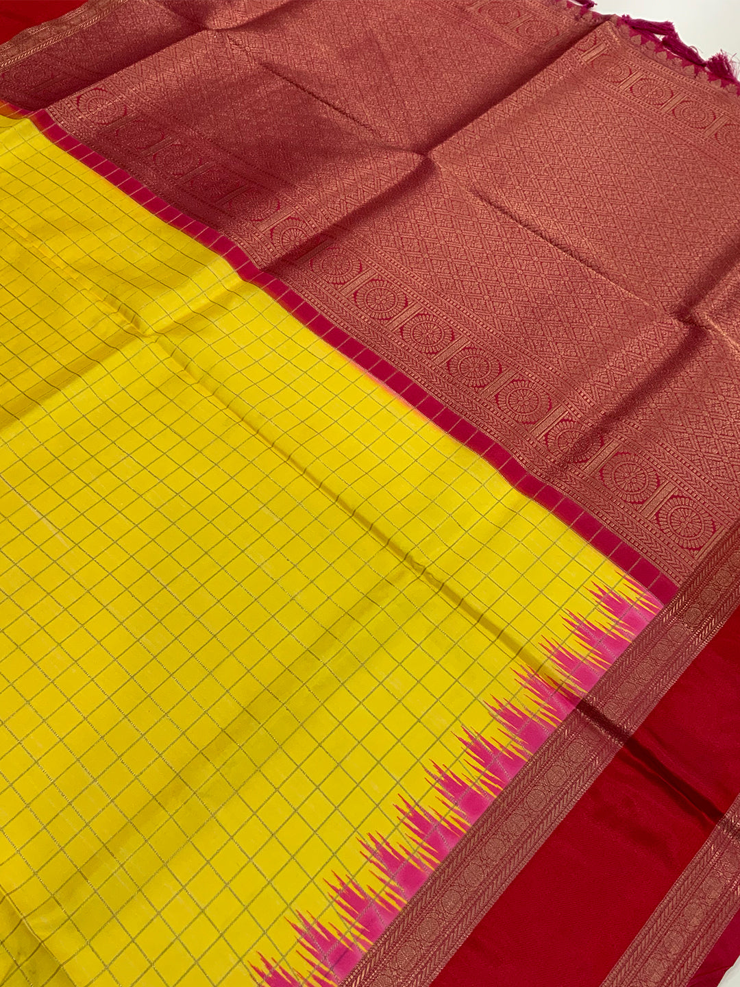 Elegant Soft Silk Satin Chex Saree by My Store