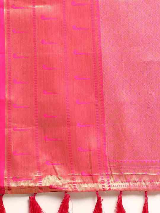 Fine Kora Silk Peacock Print Saree by My Store
