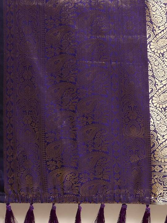 Purple Kanjivaaram Pattu Border Soft Silk Saree by My Store