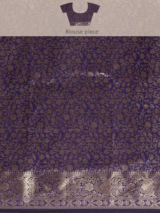 Purple Kanjivaaram Pattu Border Soft Silk Saree by My Store