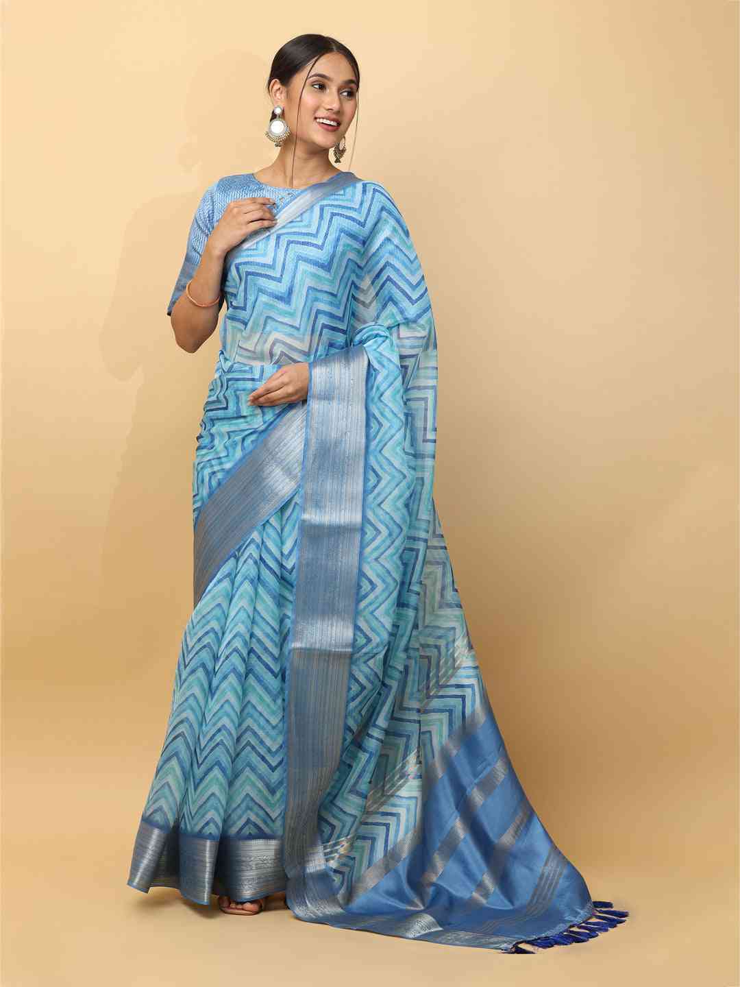 Soft Organza Digital Print Party Wear Saree by My Store