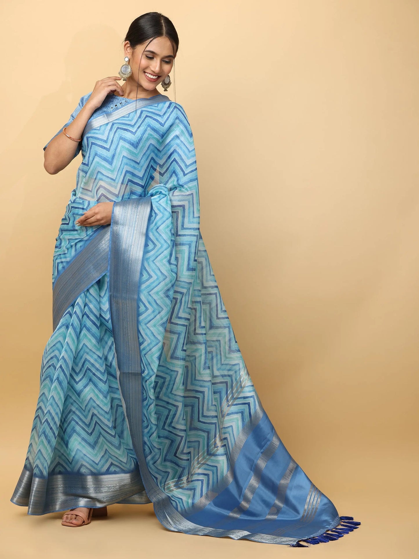 Soft Organza Digital Print Party Wear Saree by My Store