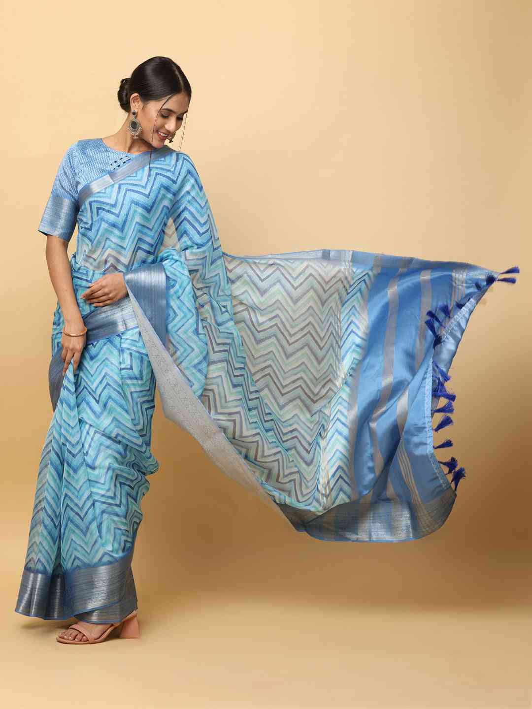 Soft Organza Digital Print Party Wear Saree by My Store