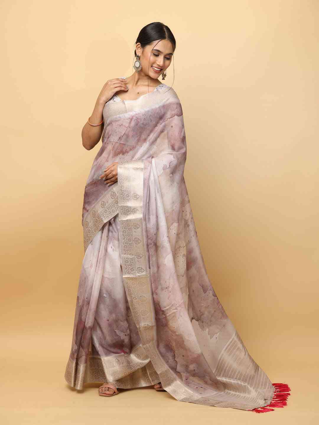 Soft Organza Digital Print Party Wear Saree by My Store