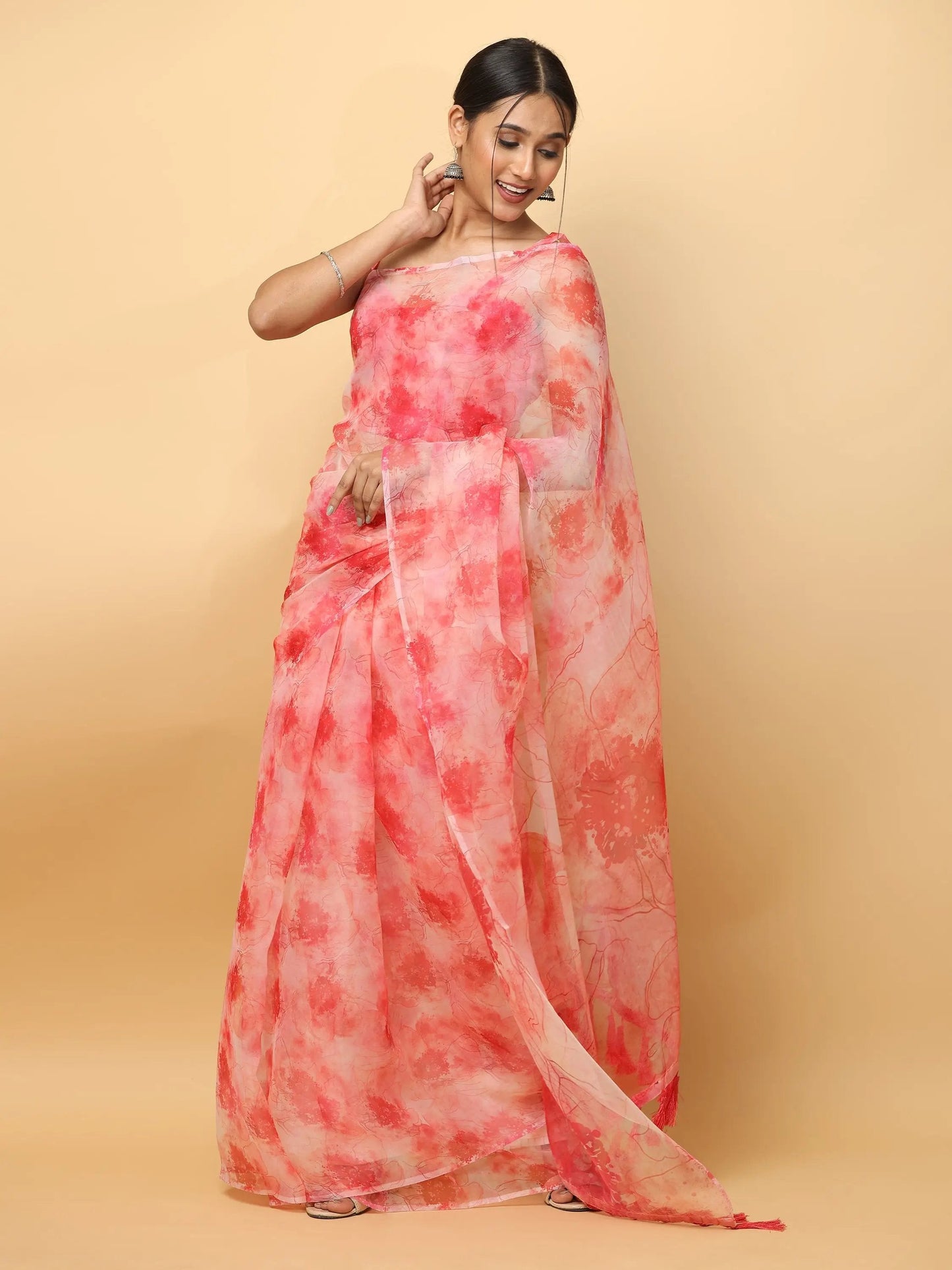 Soft Organza Digital Print Party Wear Saree by My Store