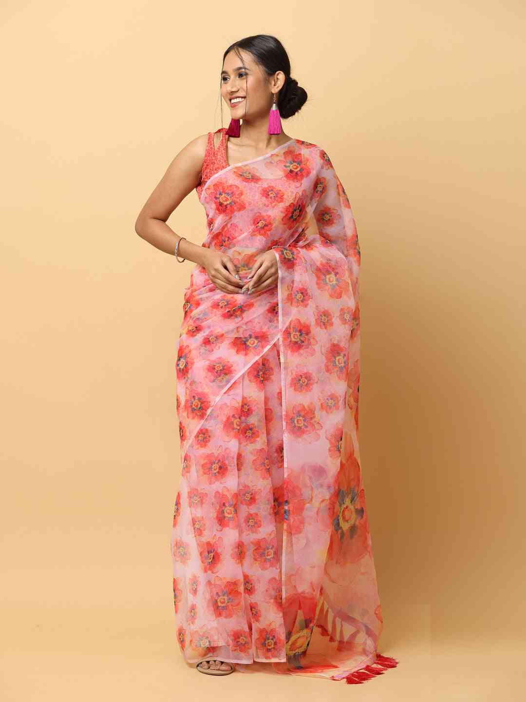 Soft Organza Digital Print Party Wear Saree by My Store