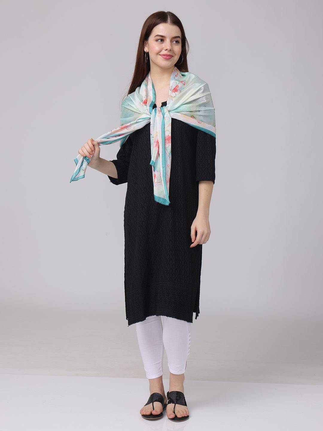 Elegant Floral Sheer Scarf by My Store