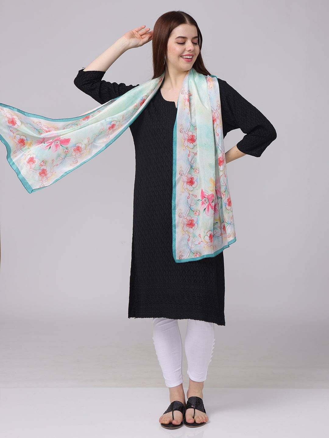 Elegant Floral Sheer Scarf by My Store