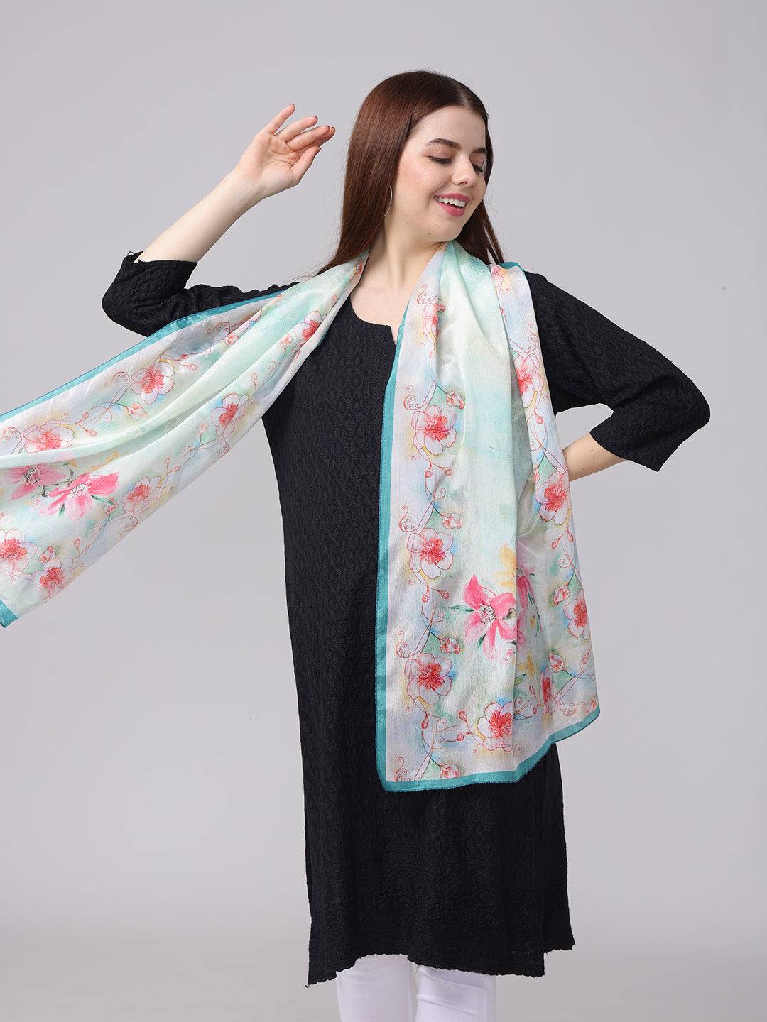 Elegant Floral Sheer Scarf by My Store