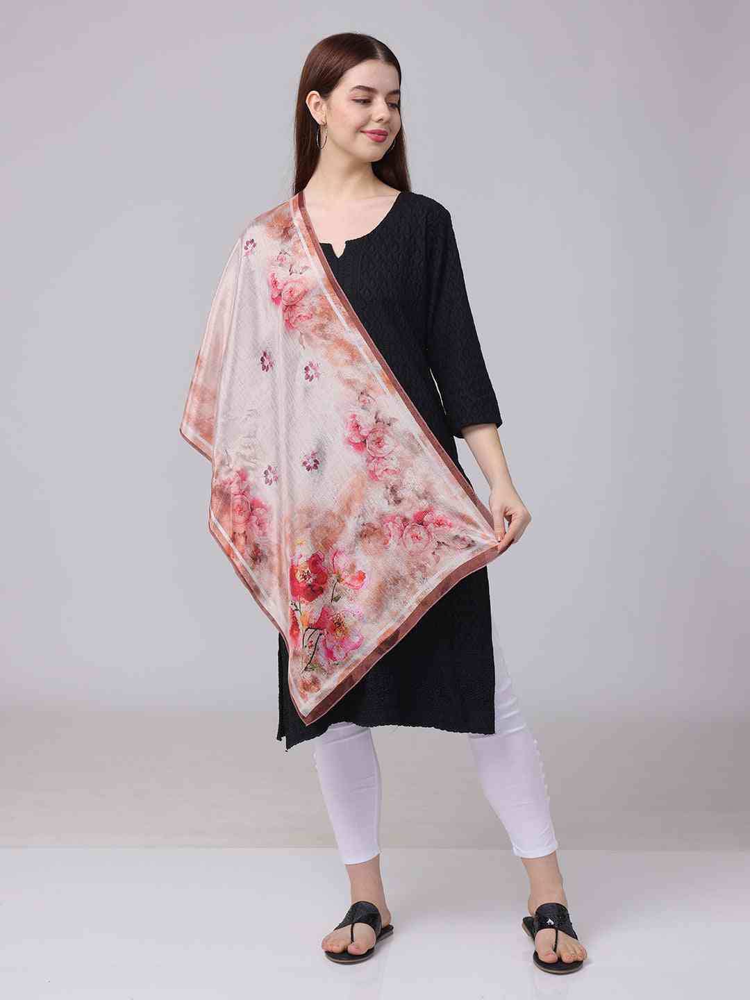 Blush Pink Watercolor Floral Scarf by My Store
