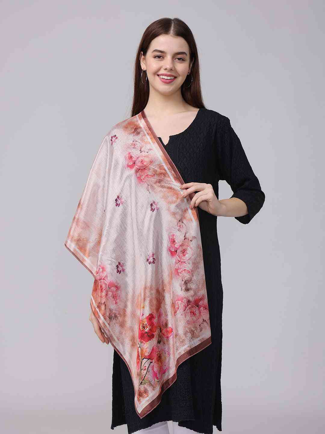 Blush Pink Watercolor Floral Scarf by My Store
