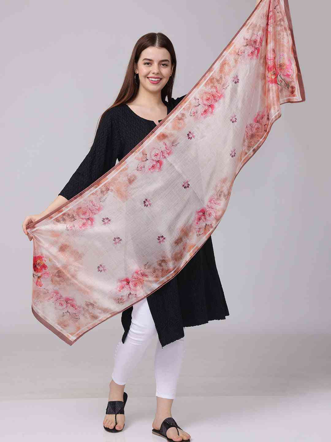 Blush Pink Watercolor Floral Scarf by My Store
