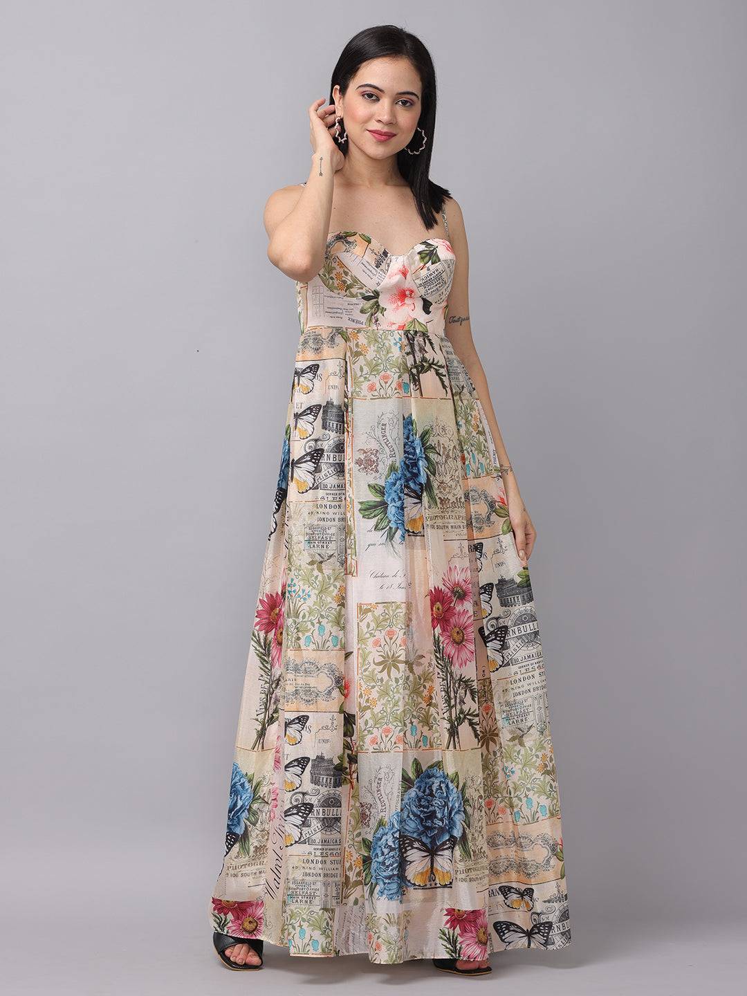 Sweetheart Neck Multi Color Dress by My Store