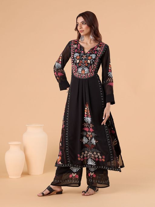 Ready To Wear Georgette Black Kurta Set
