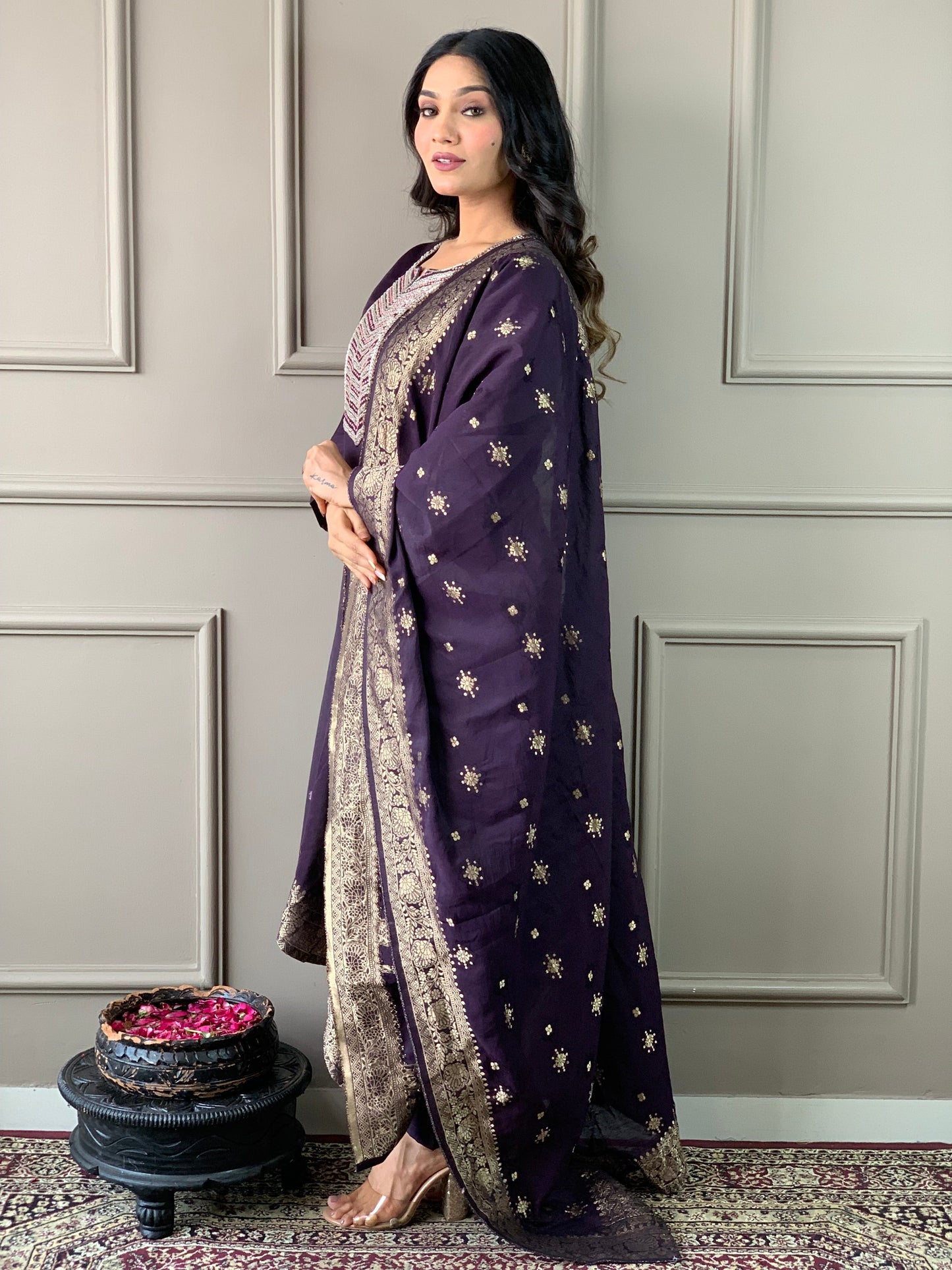 Festival Wear Silk Wine Kurta Set