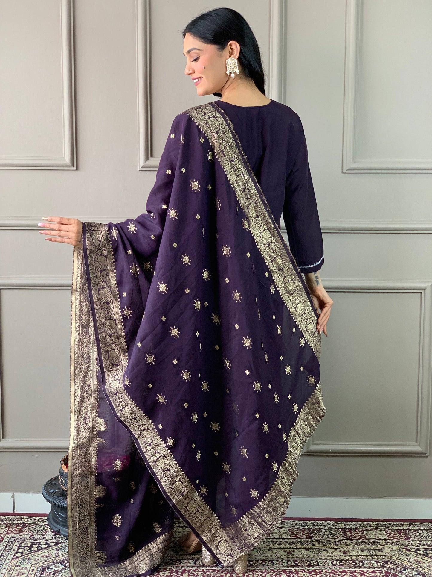 Festival Wear Silk Wine Kurta Set
