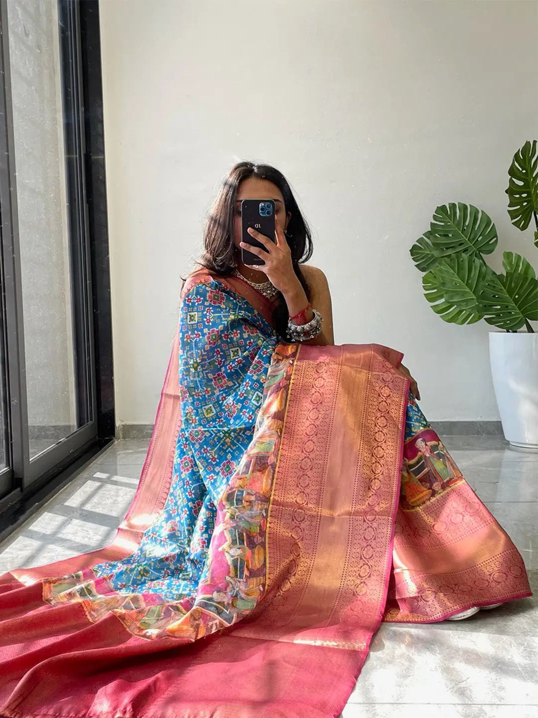 Blue Patola Moonga Kota Doriya Designer Wear Saree