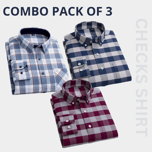 Men's Premium Check Shirt High Quality Combo Pack of 3 The Largest Online Store