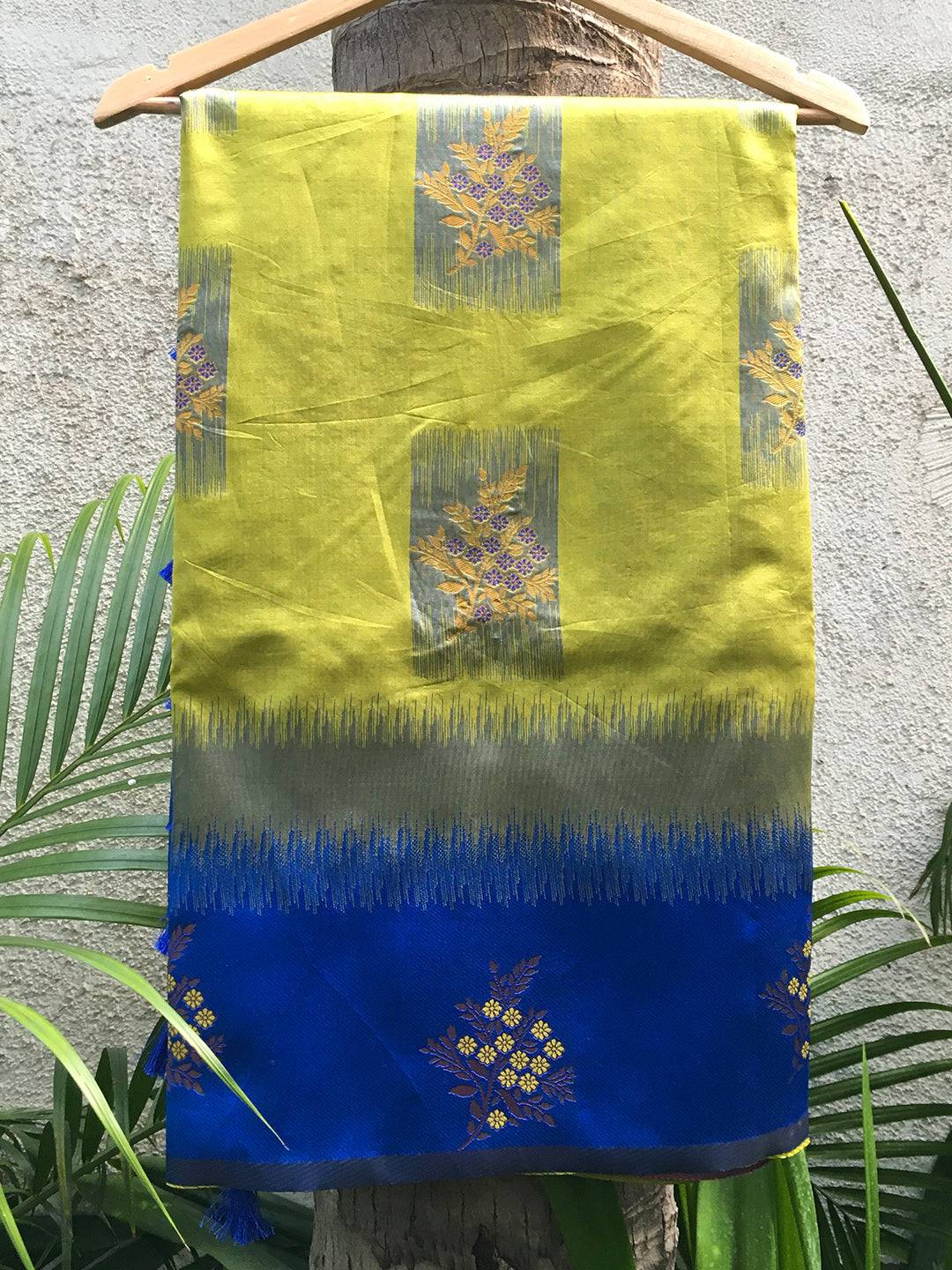 Parrot Green Sami Banarasi Tussar Silk Saree by My Store