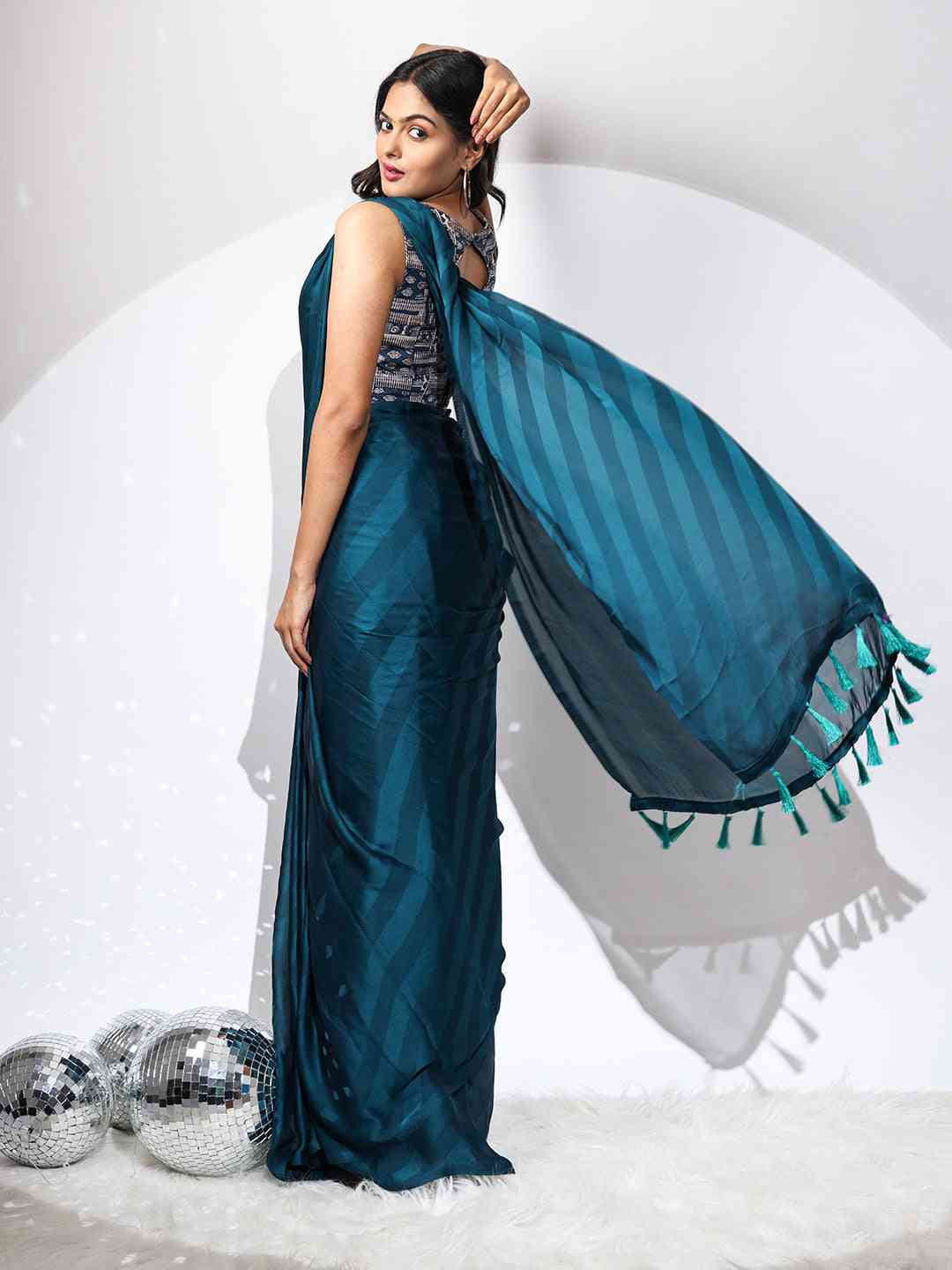 Pure Chiffon Dual Tone Party Wear Designer Saree by My Store