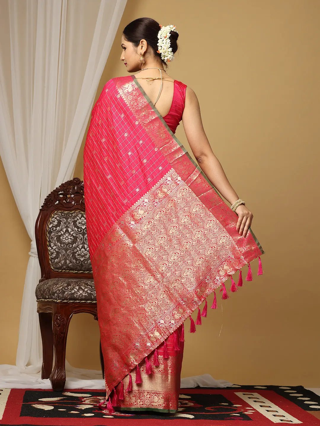 Soft Silk Woven Zari Kanchi Blend Banarasi Saree by My Store