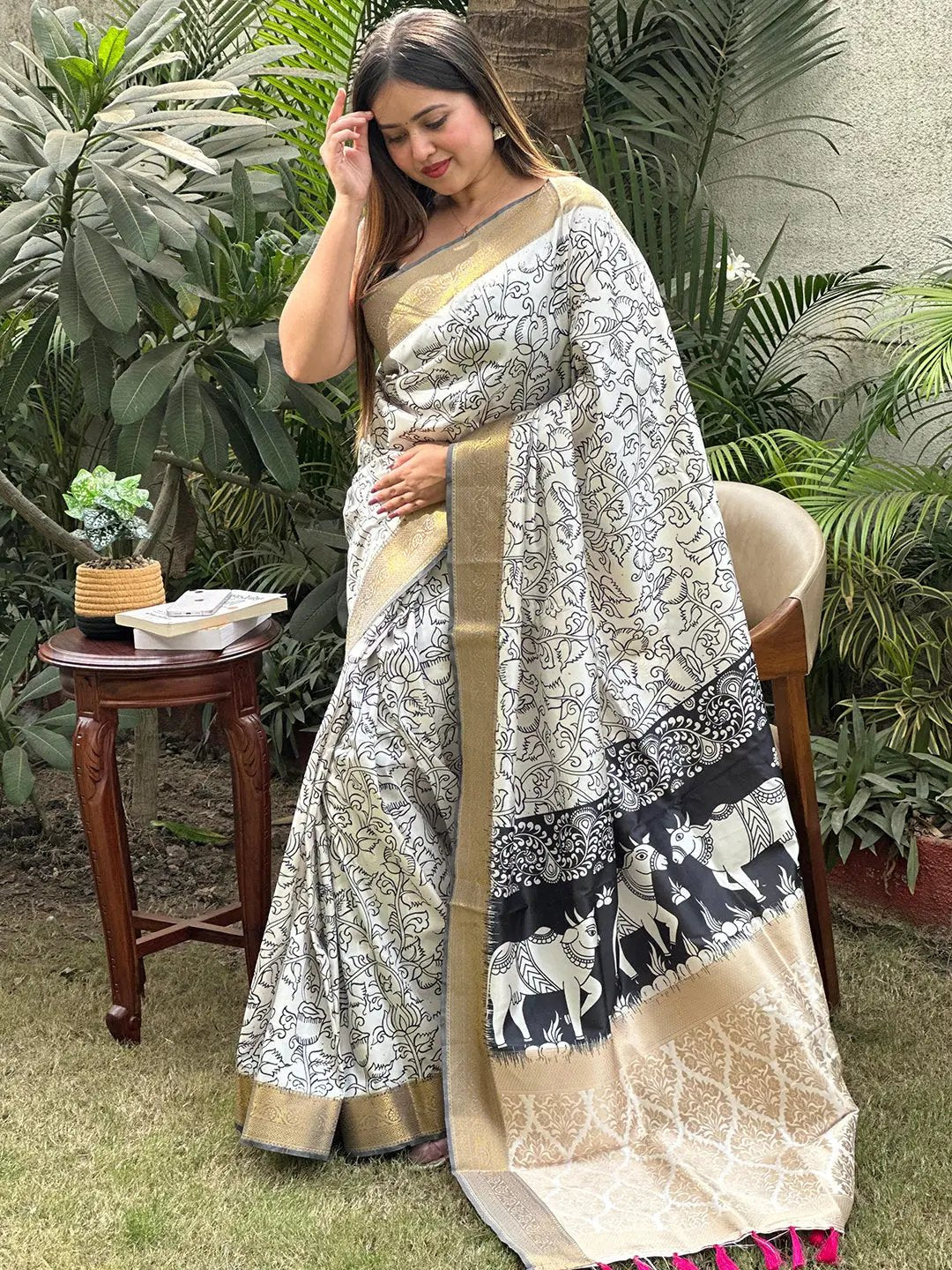 Stunning Kalamkari and Block Print Work Saree by My Store