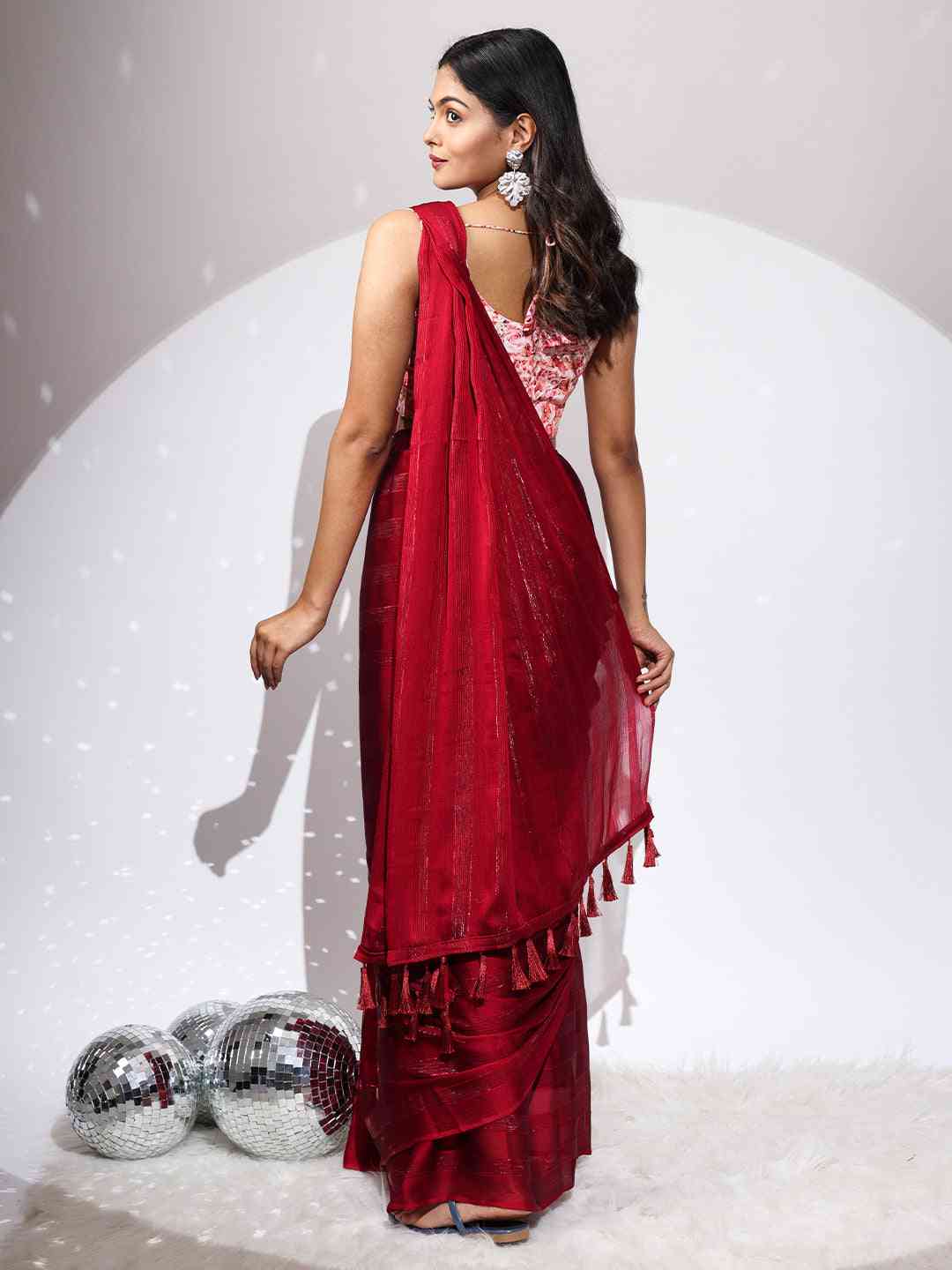 Pure Chiffon Dual Tone Designer Saree by My Store