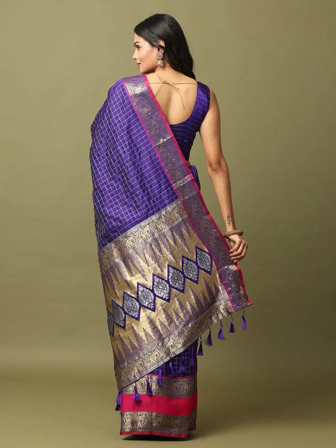 Soft Silk Woven Design Zari Kanchi Blend Banarasi Saree by My Store