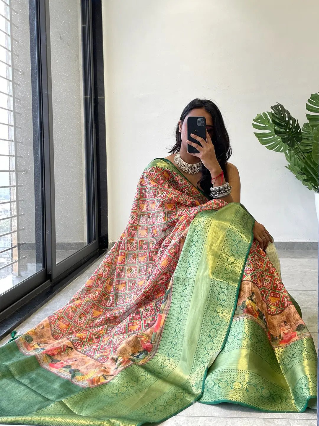 Patola printed Moonga Kota Doriya Saree by My Store